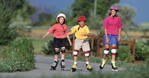 Children wearing helmets